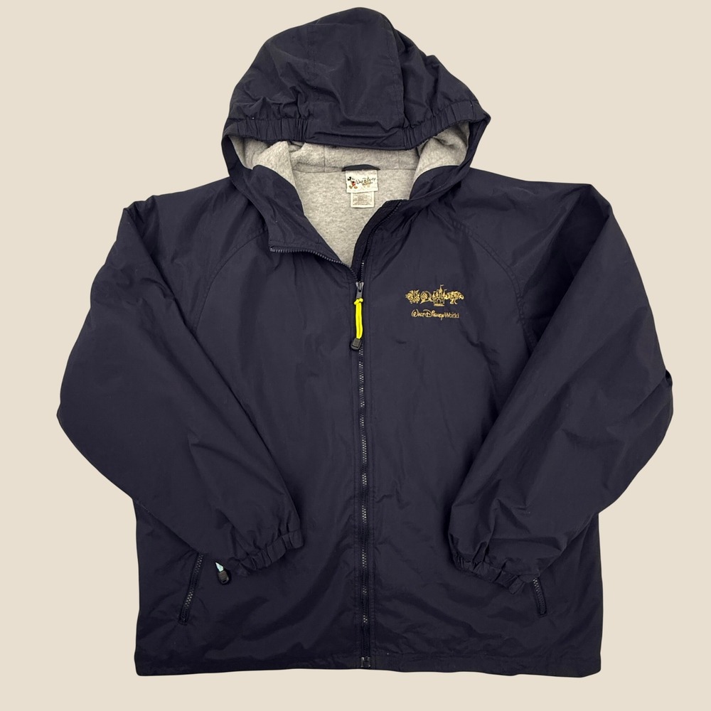 Walt Disney World Jacket Mens XXL Navy Full Zip Hooded Embroidered Vintage